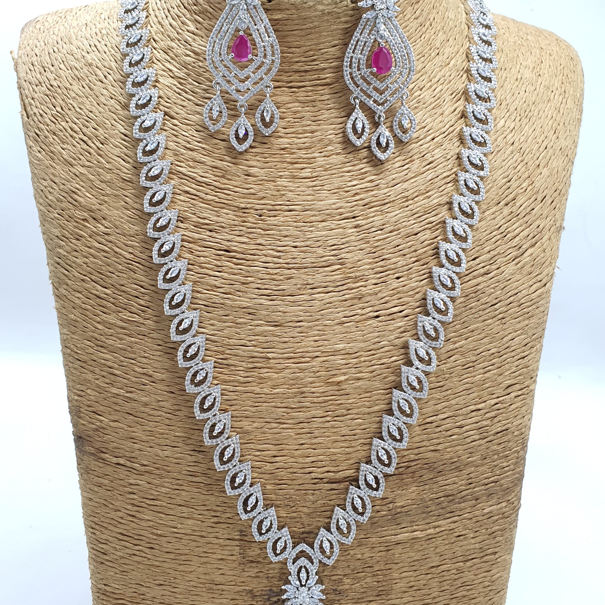 Women's Designer American Diamond Antique Stone Necklace Set