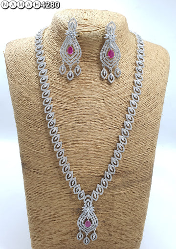 Women's Designer American Diamond Antique Stone Necklace Set