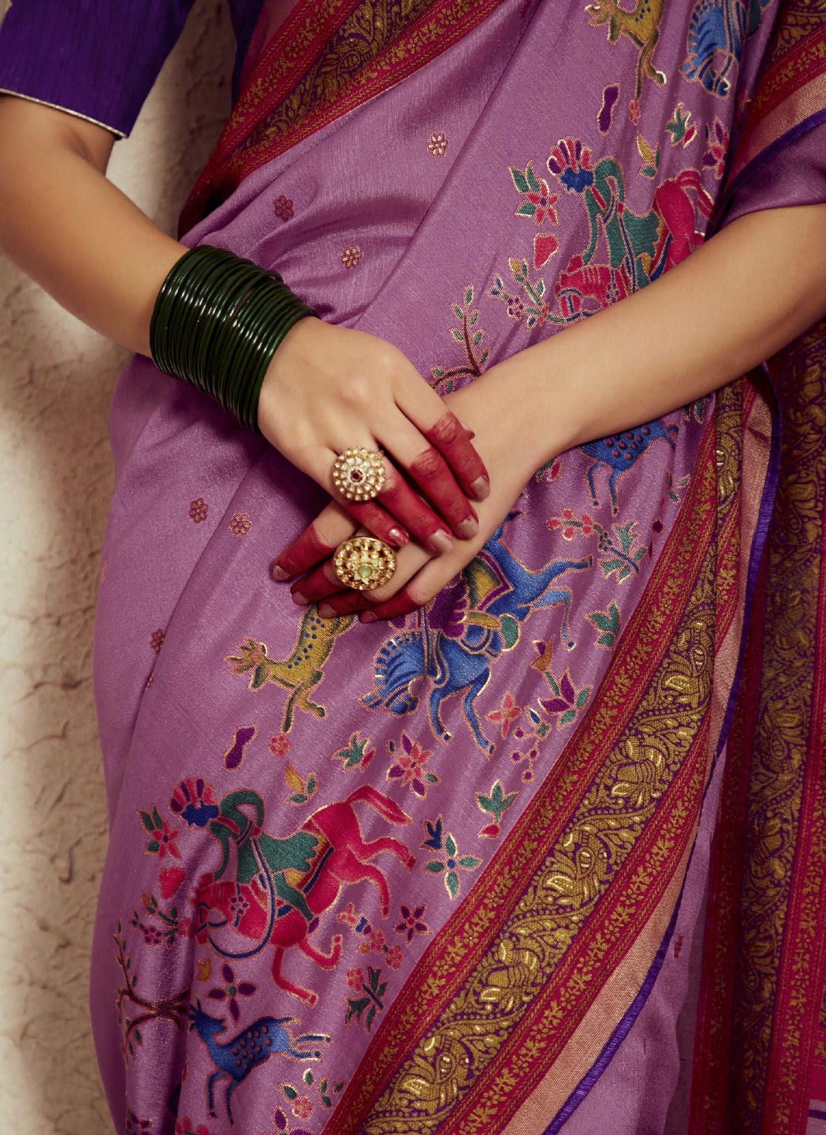 Purple Soft Brasso Saree with Dhupian Silk Blouse