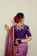 Purple Soft Brasso Saree with Dhupian Silk Blouse