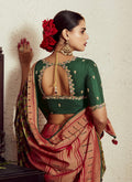 Olive Green Soft Brasso Saree with Dhupian Silk Blouse