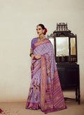 Lilac Soft Brasso Saree with Dhupian Silk Blouse