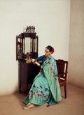 Aqua Blue Soft Brasso Saree with Dhupian Silk Blouse