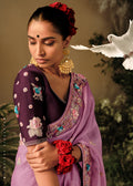 Lavender Wedding Saree with Heavy Embroidery Border