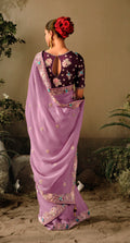 Lavender Wedding Saree with Heavy Embroidery Border