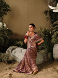 Beige Party Wear Saree with Heavy Work and Tassels