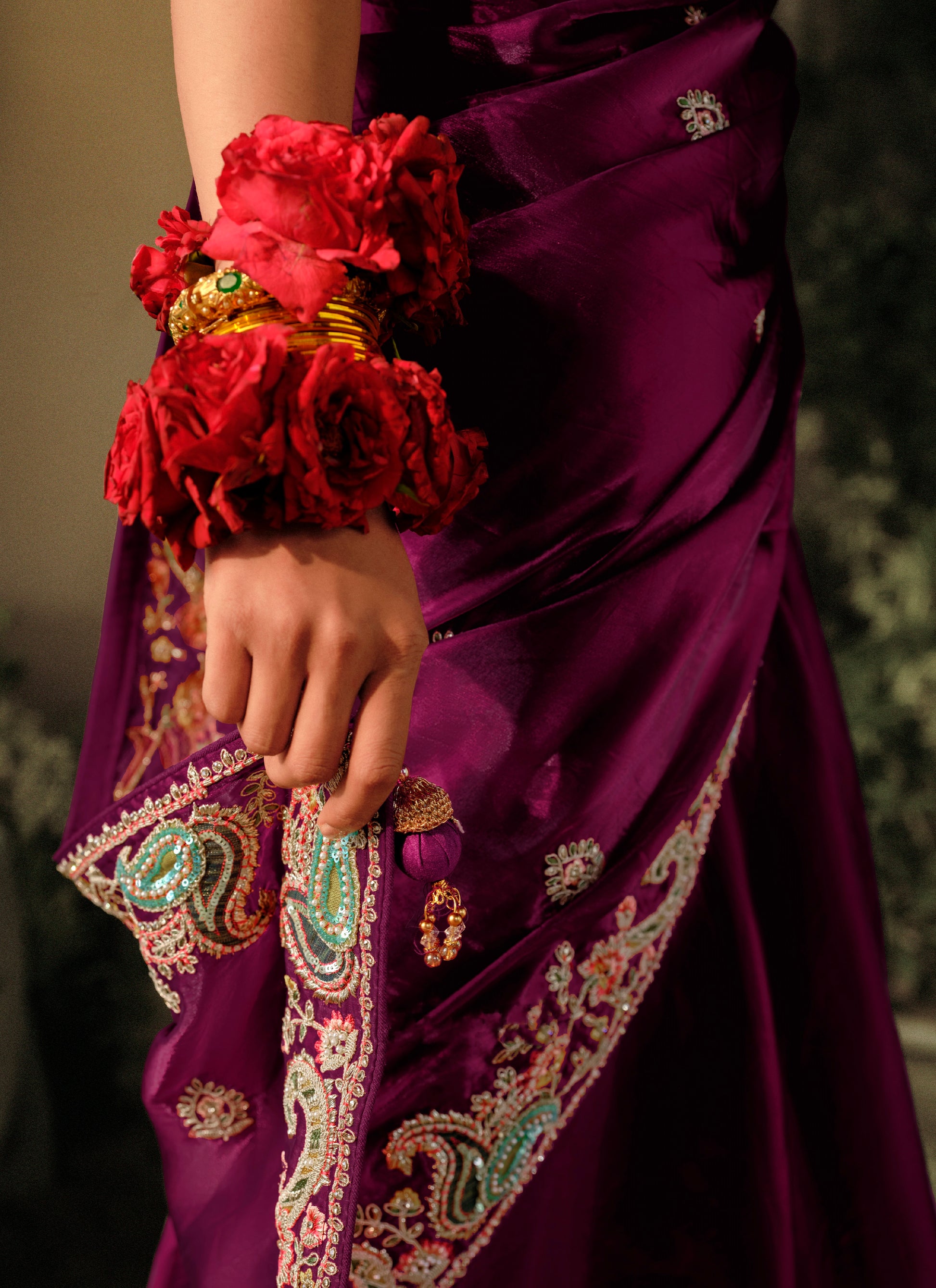 Purple Party Saree with Stone and Sequin Work