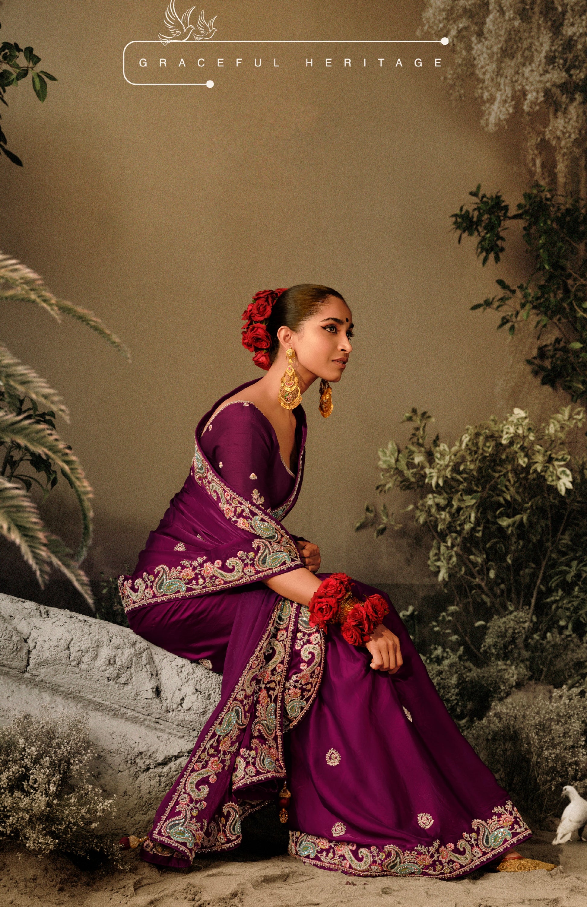 Purple Party Saree with Stone and Sequin Work