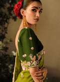 Green Wedding Saree with Embroidery and Pearls