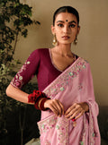 Pink Party Saree with Sequin and Stone Work