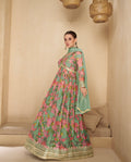 Pastel Green Floral Embroidered Real Georgette Anarkali with Net Dupatta