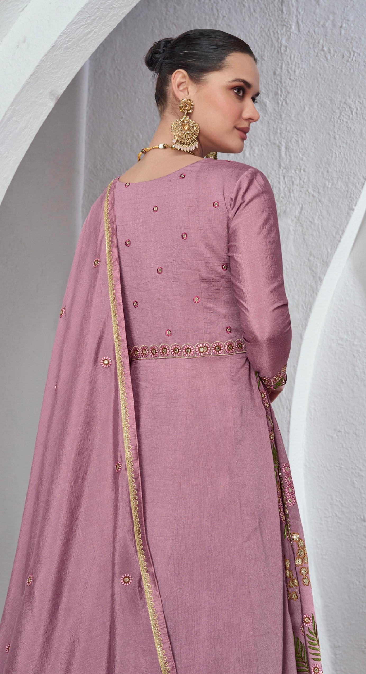 Lilac Embroidered Anarkali Suit with Premium Net Dupatta