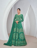 Green Embroidered Anarkali Suit with Premium Net Dupatta