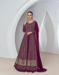 Maroon Embroidered Anarkali Suit with Premium Net Dupatta