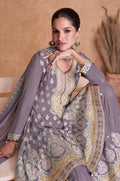 Grey Chinon Anarkali Suit with Silver and Gold Embroidery Work