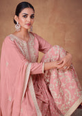 Pink Chinon Anarkali Suit with Gold Embroidery Work