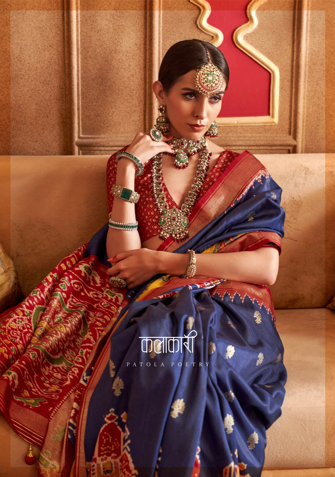 Navy Blue and Gold Mercerizer Sigma Silk Patola Saree with Sambalpuri Pallu