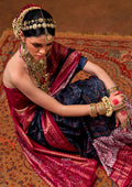 Red and Black Mercerized Sigma Silk Traditional Saree with Aqua Finish