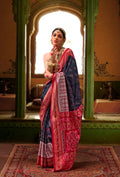 Red and Black Mercerized Sigma Silk Traditional Saree with Aqua Finish