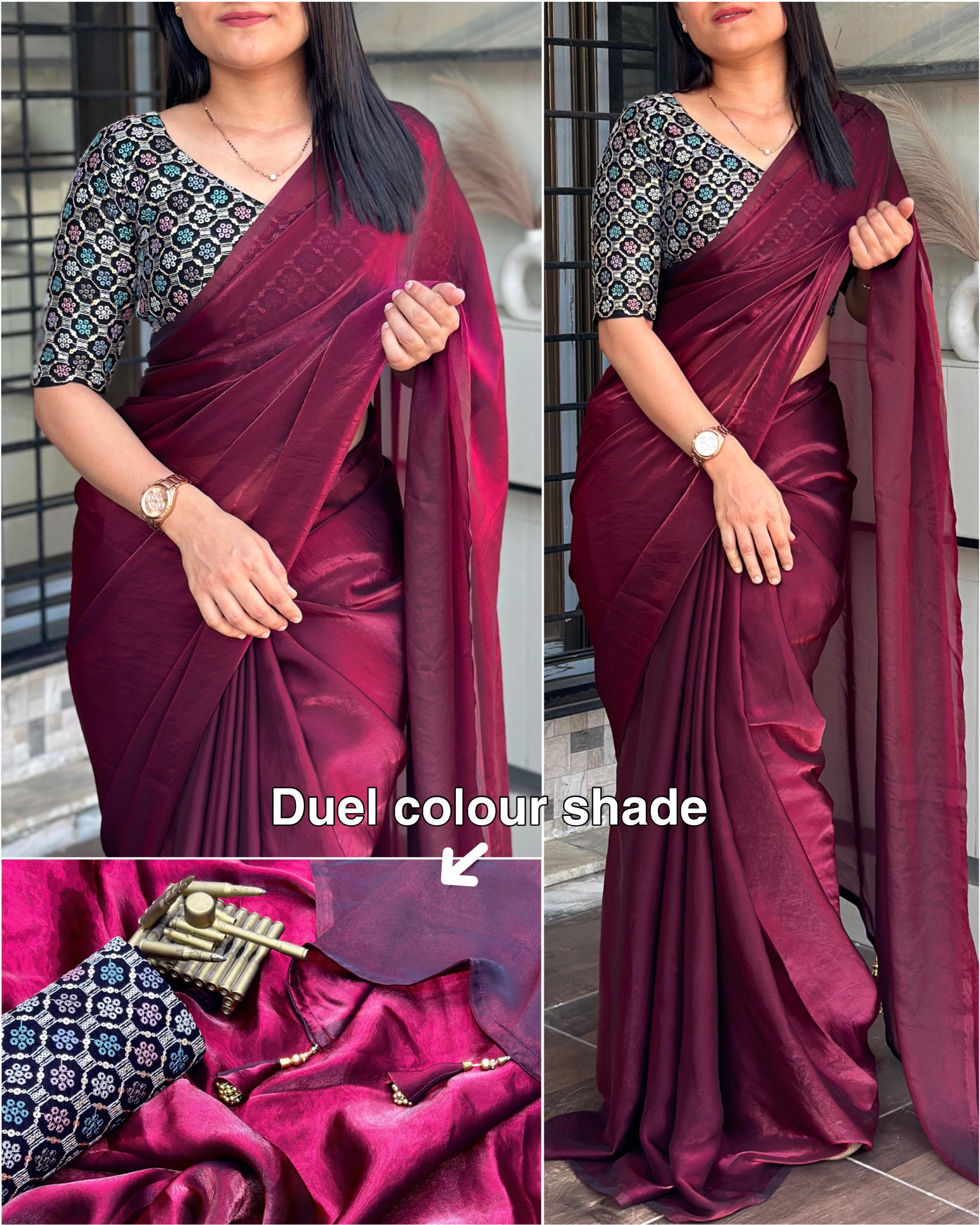 Party wear satin sarees best sale