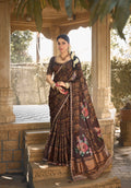 Brown Gajji Silk Saree with Gota and Minakari Work