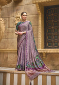 Lavender Gajji Silk Saree with Diamond and Handwork