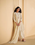 Ivory Pure Silk Palazzo Suit with Embroidered Organza Dupatta