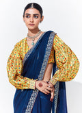 Royal Blue Organza Saree with Sequins and Thread Embroidery