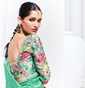 Mint Green Glass Tissue Saree with Sequins and Thread Embroidery