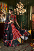 Black Maslin Cotton Mirror Work Chaniya Choli for Navratri