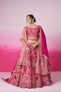 Pink Pure Silk Sequins Embroidery Bridal Lehenga Choli & Dupatta