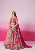 Pink Pure Silk Sequins Embroidery Bridal Lehenga Choli & Dupatta