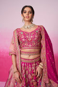 Pink Pure Silk Sequins Embroidery Bridal Lehenga Choli & Dupatta