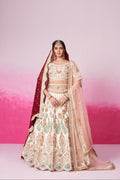 Cream Pure Silk Sequins Embroidery Bridal Lehenga Choli & Dupatta