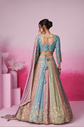 Turquoise Blue & Multi Colour Georgette Sequins Embroidery Lehenga choli & Dupatta