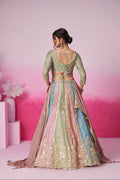 Lime Green & Multi Colour Georgette Sequins Embroidery Lehenga Choli & Dupatta