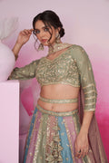 Lime Green & Multi Colour Georgette Sequins Embroidery Lehenga Choli & Dupatta