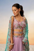 Mauve Pure Georgette Sequins Embroidery Lehenga Choli & Dupatta