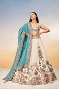 Cream Pure Georgette Sequins Embroidery Lehenga choli & Dupatta