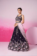 Purple Organza Sequins Embroidery Lehenga Choli & Dupatta