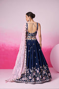 Navy Blue Organza Sequins Embroidery Lehenga Choli & Dupatta