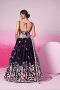 Purple Satin Silk Sequin Embroidery Lehenga Choli & Dupatta