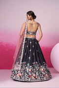 Grey Satin Silk Sequin Embroidery Lehenga Choli & Dupatta