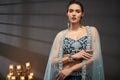 Teal Pure Chiffon Sequins Embroidery Lehenga Choli & Dupatta