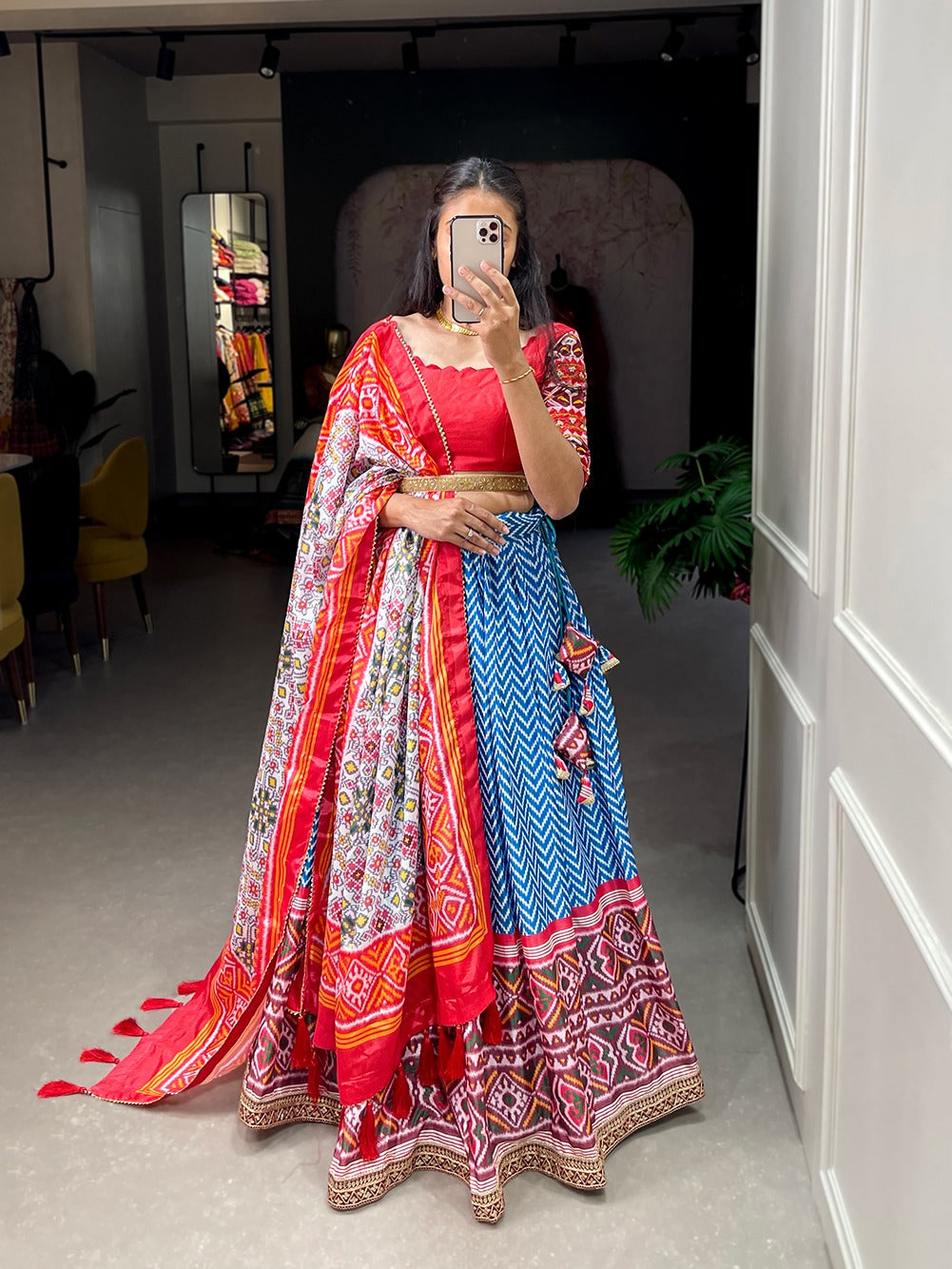 Navaratri Laheriya-Patola Print Lehenga Choli