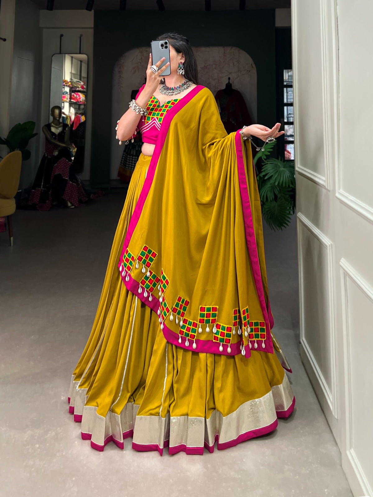 Navaratri Pure Rayon With Gamthi Work Lehenga Choli