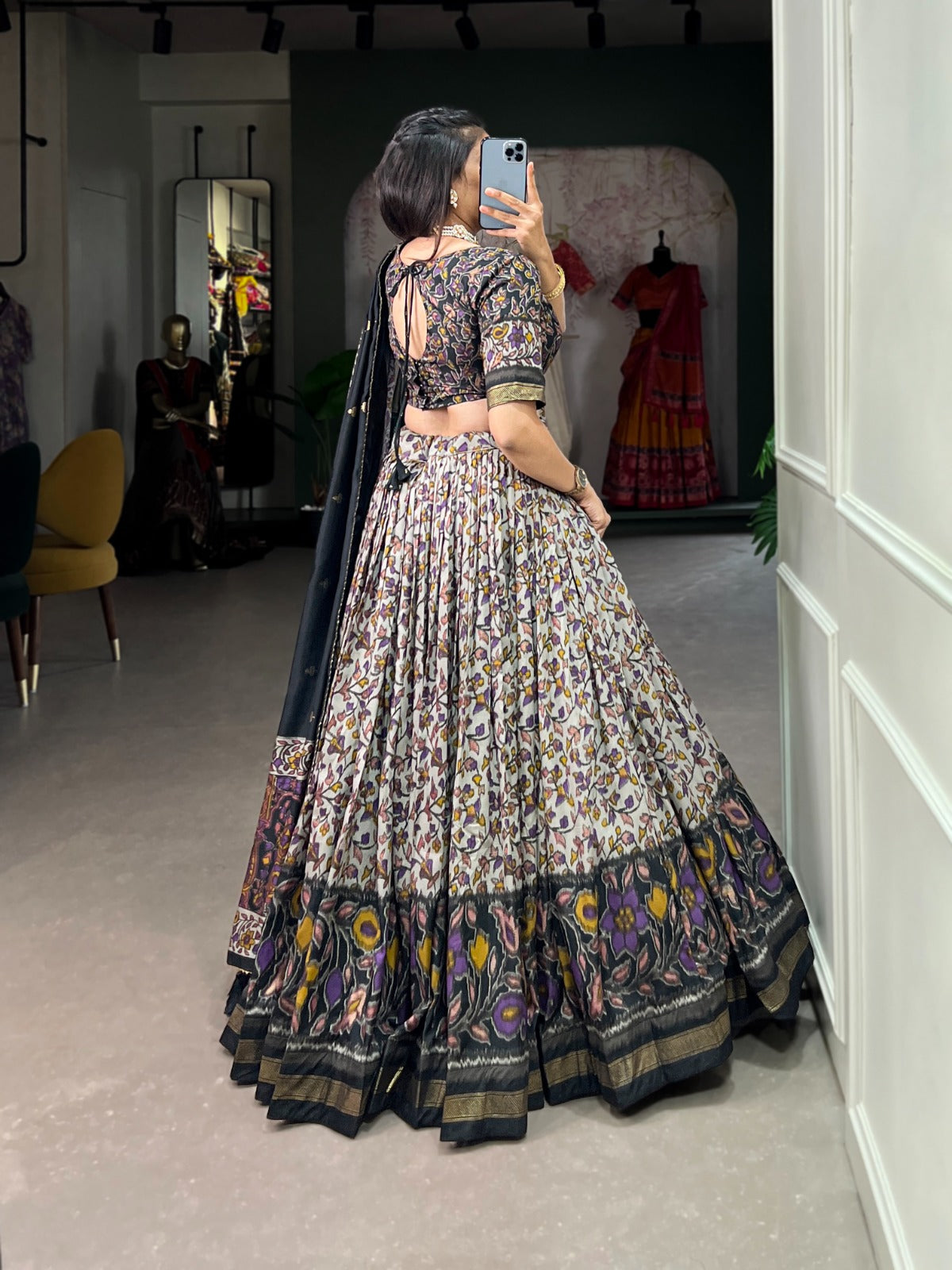 Navaratri Floral Print With Foil Print Lehenga Choli