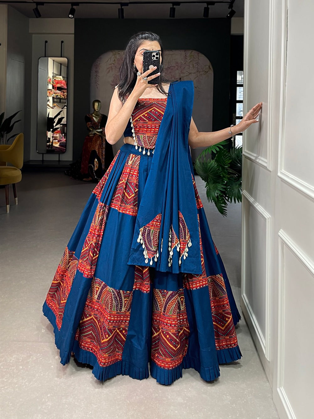 Navaratri Pure Cotton With Foil Print Lehenga Choli