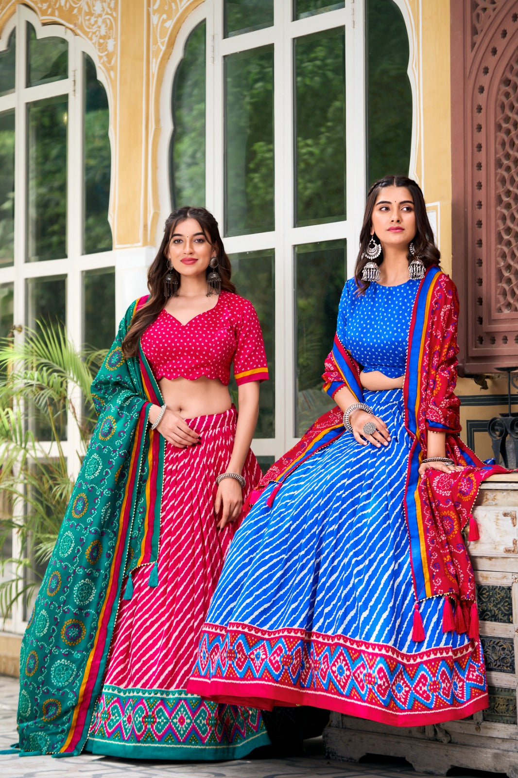 Navaratri Leheriya With Patola Print Border Lehenga Choli