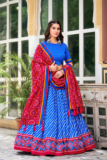 Navaratri Leheriya With Patola Print Border Lehenga Choli